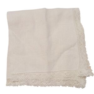 HANKERCHIEF Linen Lace Vintage White 10"x 10" Dainty Square